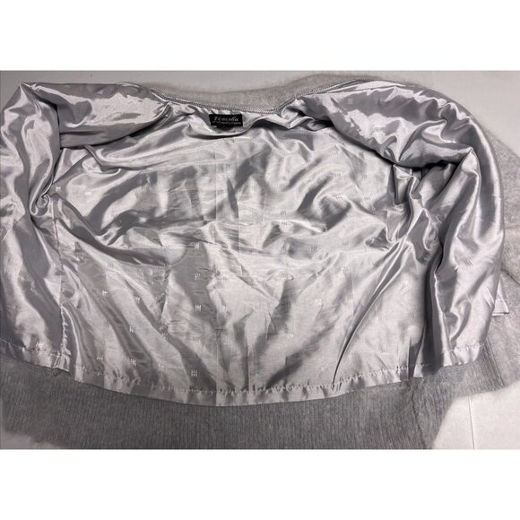 Venesha Angora Super Soft Cardigan Sweater Gray With Applique Flowers Size S - Picture 7 of 9